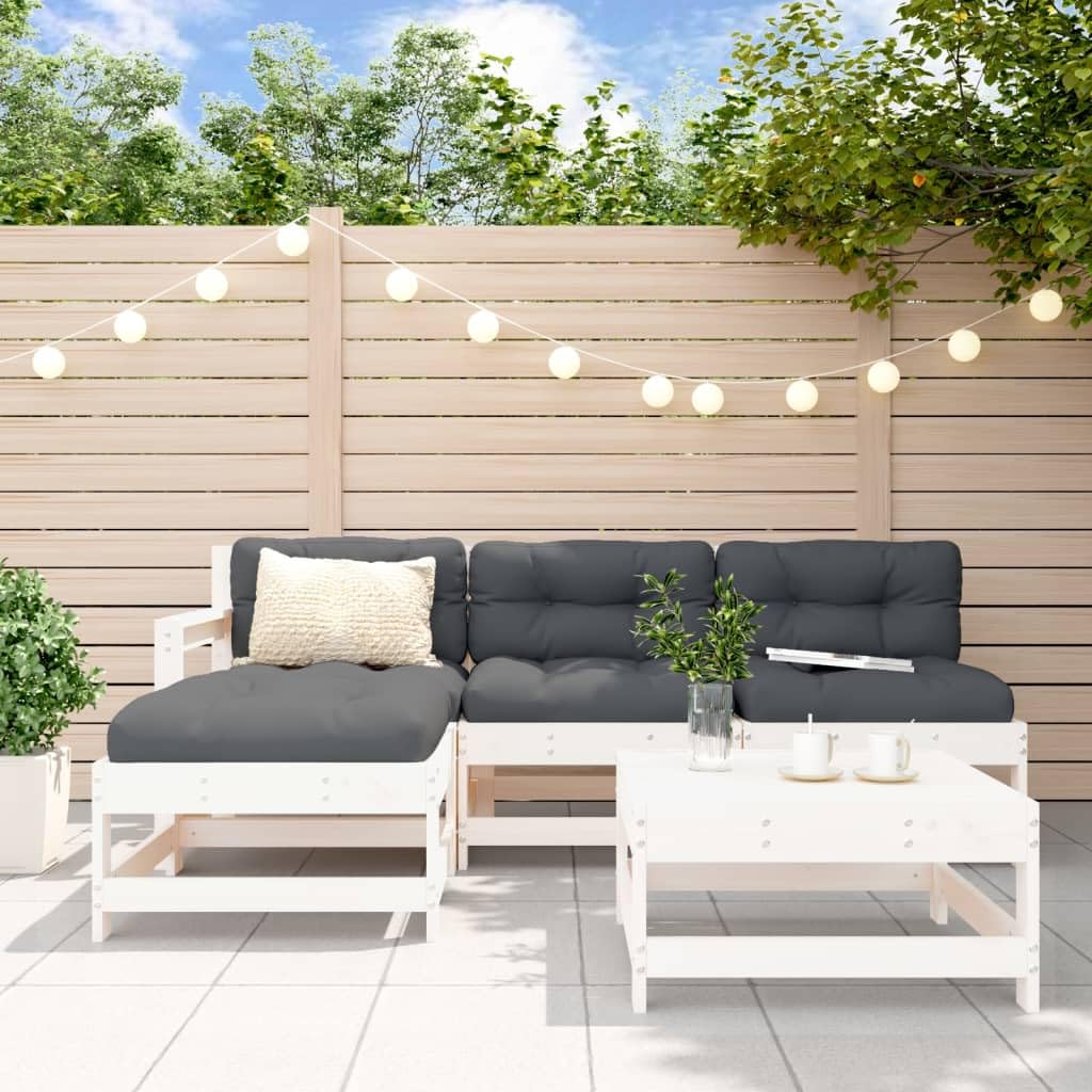 ShGaxin Juego de sofás de jardín 5 Piezas Madera Maciza de Pino Blanco, Sofa Jardin Exterior, Sofa Jardin Terraza, Sofas De Terraza, Muebles Jardin Exterior - 3186544