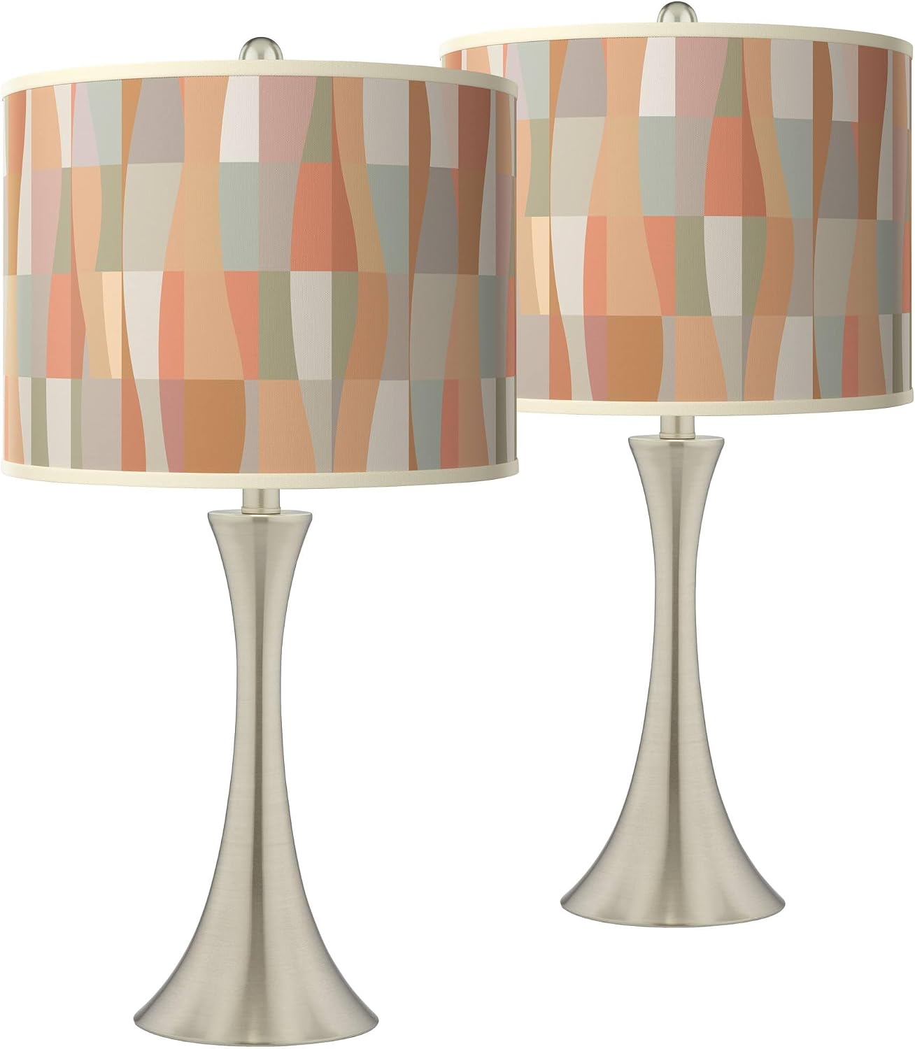 Giclee Glow Sedona Trish 26 1/4" High Brushed Nickel Touch Table Lamps Set of 2 with Print Shade