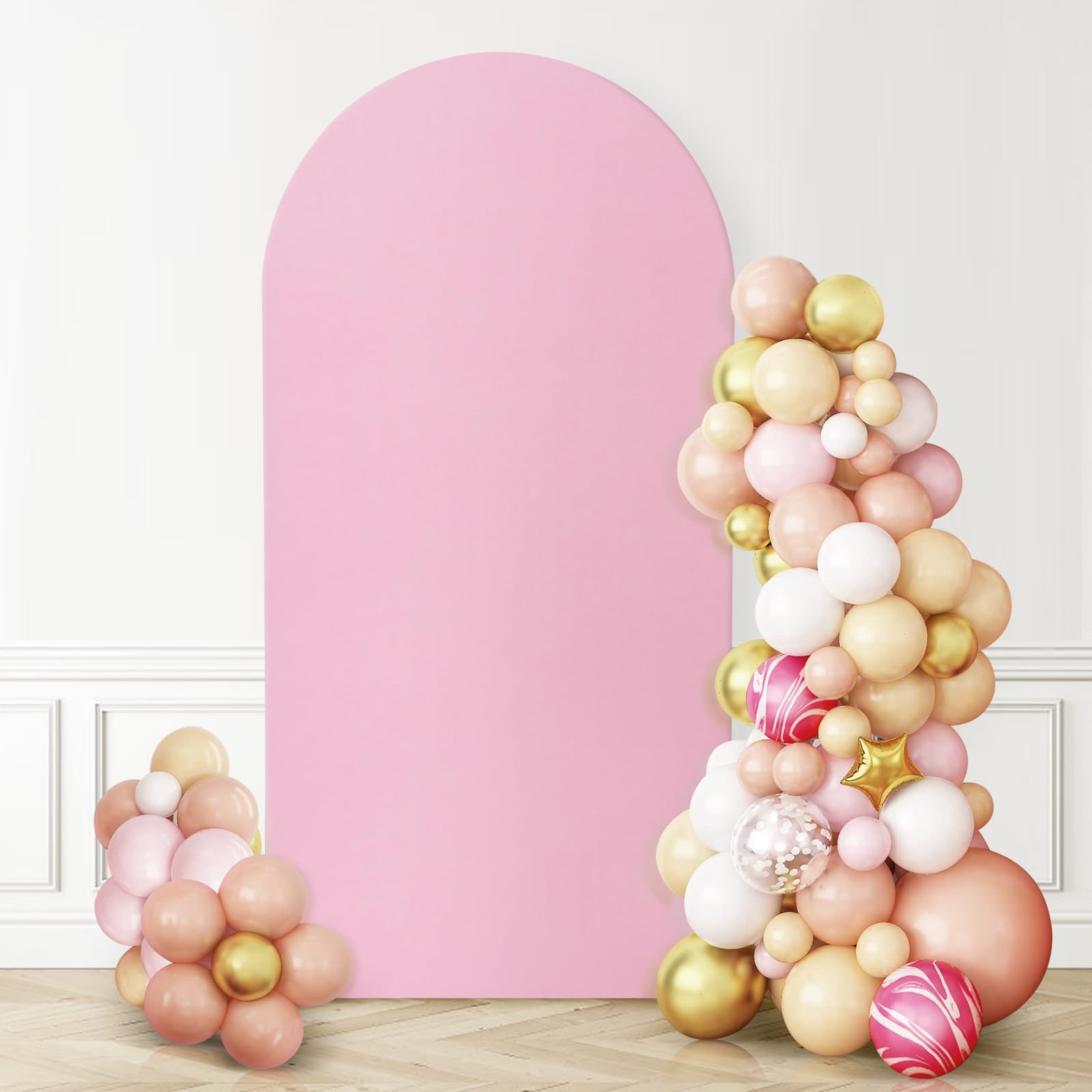 3E Home 7.2 FT Pink Wedding Arch Backdrop Cover, Stretchy Arch Cover for Weddings, Baby Showers, Birthday Parties & Events and Reception Decor