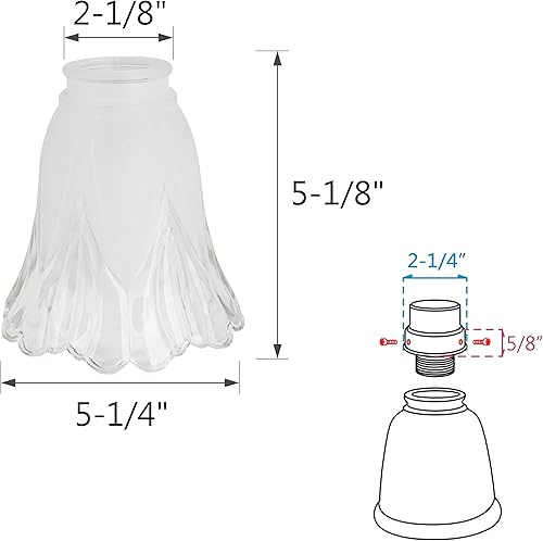 Miniatura 4 de Aspen Creative 23160-4A - Pantalla de cristal de repuesto para ventilador de techo transparente y arenado, 2-1/8 pulgadas, 5-1/4 pulgadas de