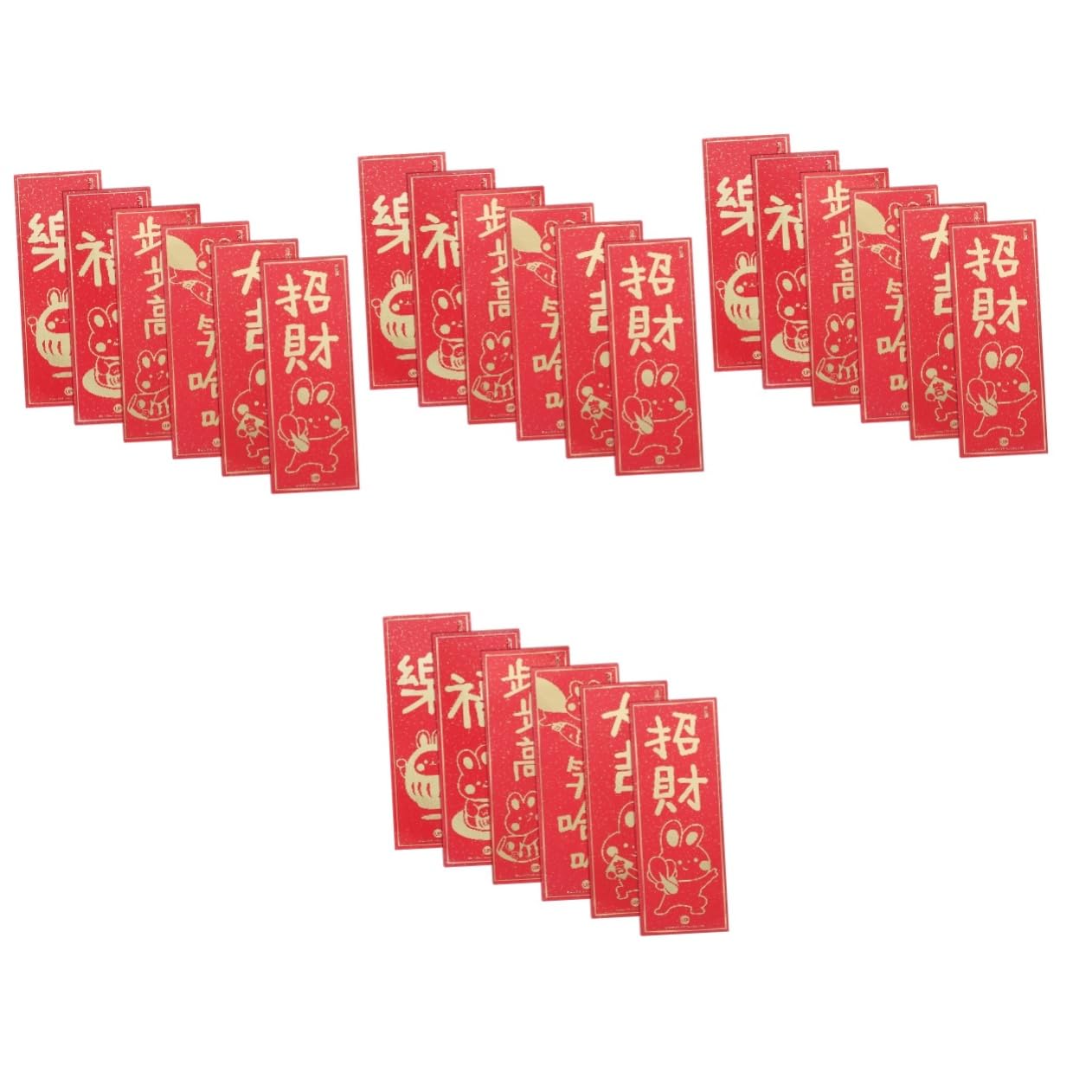 couplets Set， Chinese New Year Decoration,12 Sets Couplet Fu Stickers Spring Festival Porch Sign