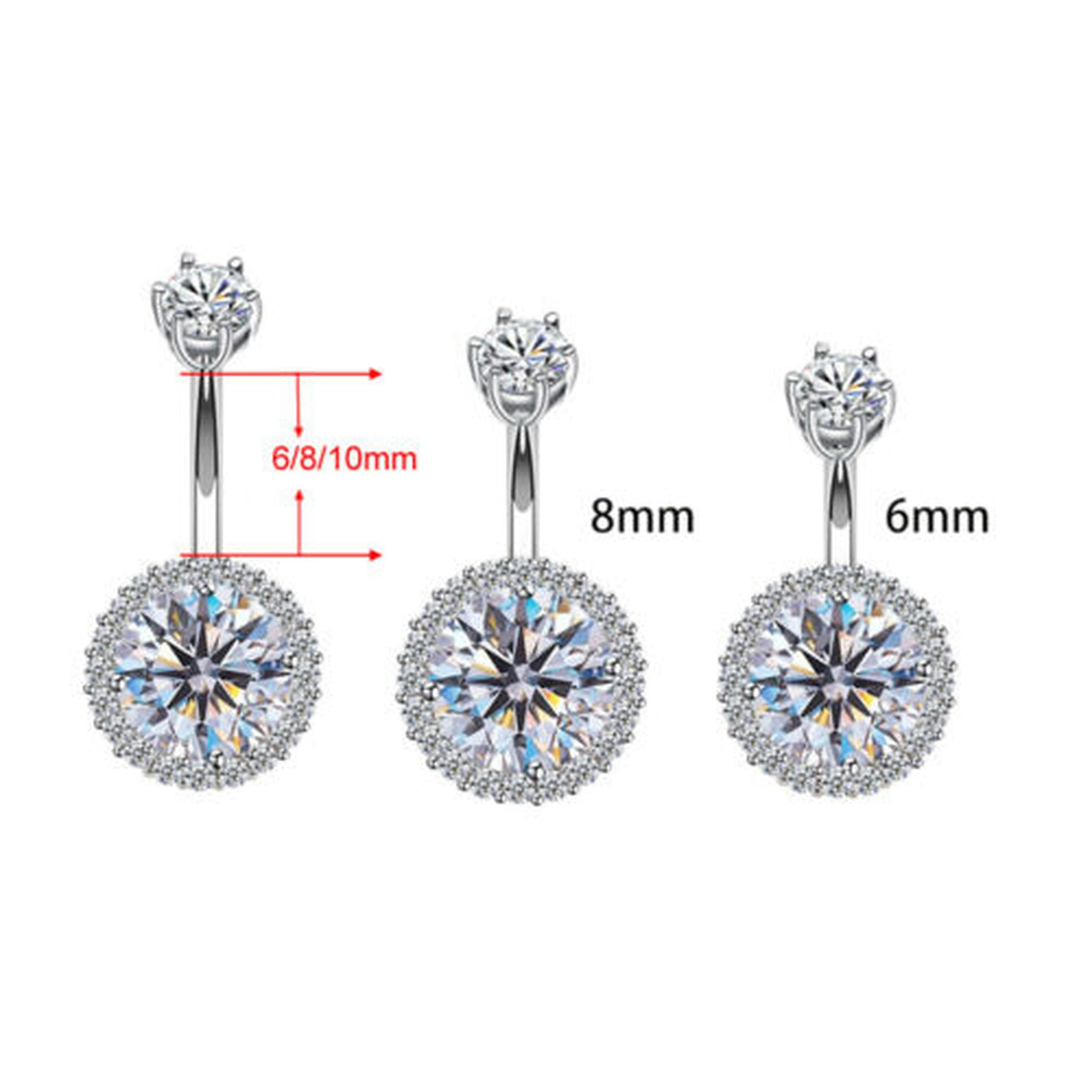 Piercing all'ombelico con Barra in Cristallo CZ Trasparente Rotondo in Argento Sterling 925 A1893-C-6mm-Clear