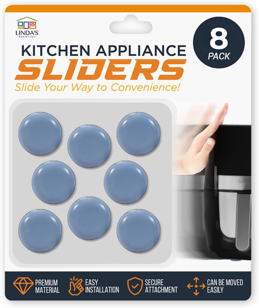 Appliance Sliders for Kitchen Appliances (8 Pack) - Self-Adhesive Countertop Gliders for Kitchen Use, Effortless Moves for Coffee Makers, Blenders, Air Fryers & More, Great for Quick Appliance Shift