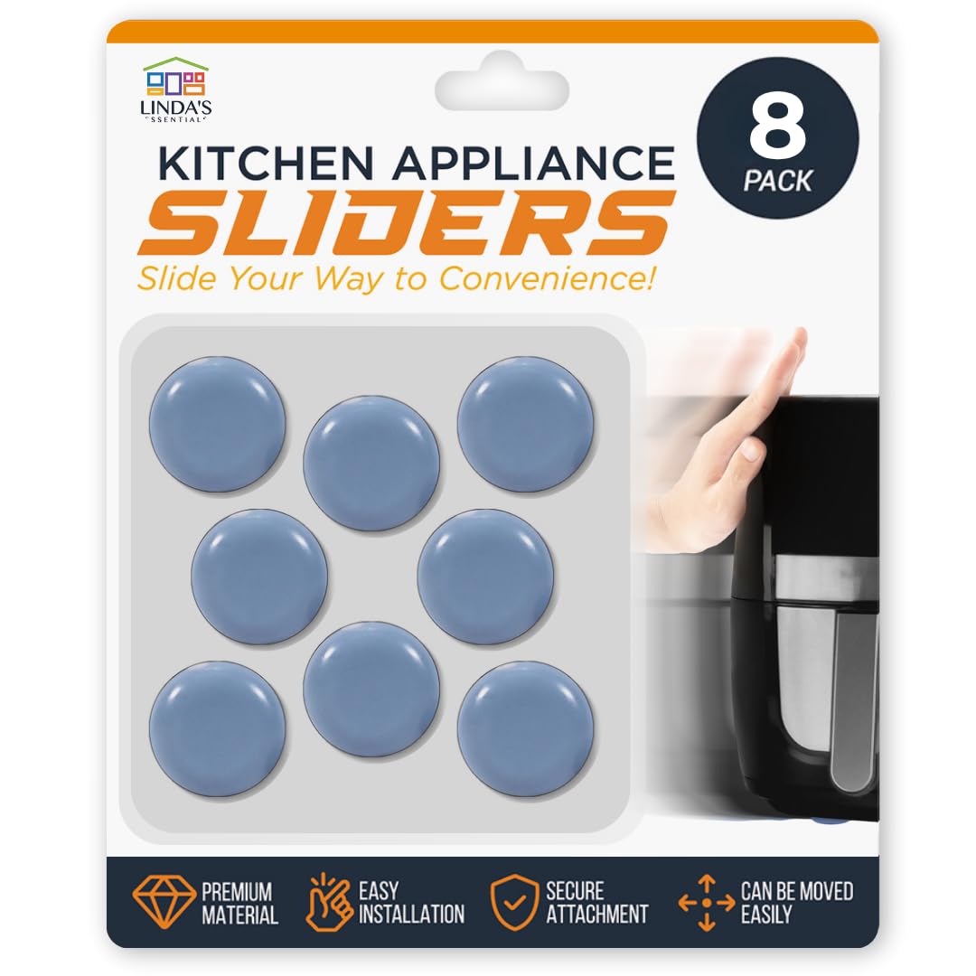 Appliance Sliders for Kitchen Appliances (8 Pack) - Self-Adhesive Countertop Gliders for Kitchen Use, Effortless Moves for Coffee Makers, Blenders, Air Fryers & More, Great for Quick Appliance Shift
