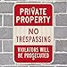 SmartSign Private Property No Trespassing Sign, Violators Prosecuted Sign, 12 x 18 Inches 3M High Intensity Grade Reflective Aluminum, USA Made