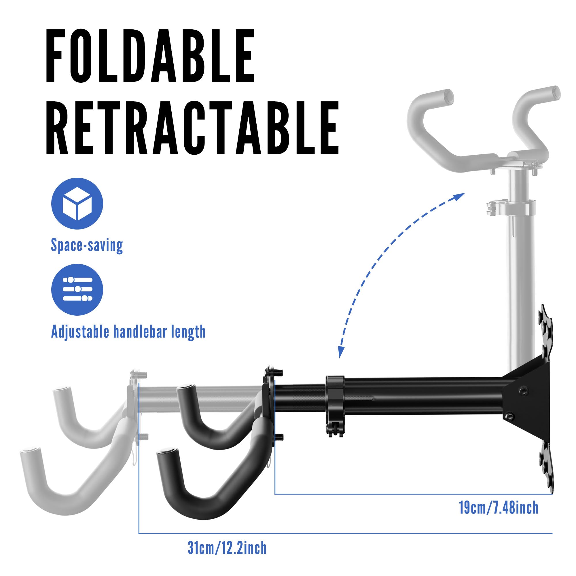 PRO BIKE TOOL Support Mural Pour Vélo - Porte-vélo Intérieur Horizontal Pour 1 Vélo - Porte
