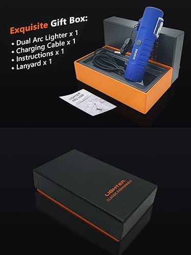 Miniatura 6 de Encendedor de doble arco recargable de plasma, encendedor eléctrico impermeable, resistente al viento, sin llama, encendedor fresco con linterna LED