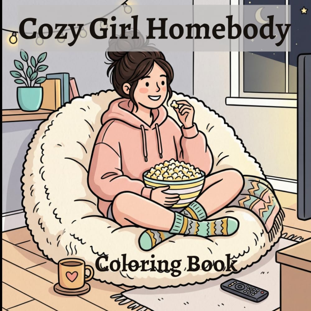 Cozy Girl Homebody Coloring Book: Relaxing Self-Care Moments, Cute Daily Life Scenes, Cozy Rooms & Calm Aesthetic Vibes for Stress Relief and Relaxation