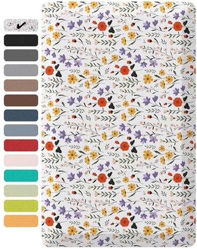 Image of Ophanie Kitchen Mats for Floor, 3 /4 inch Thick, 17x28 Anti Fatigue Cushioned Mat, Kitchen Rugs, Waterproof, Comfort Ergonomic Standing Mat for Office, Home, Sink, White Flower Non-Slip Ridged Bottom