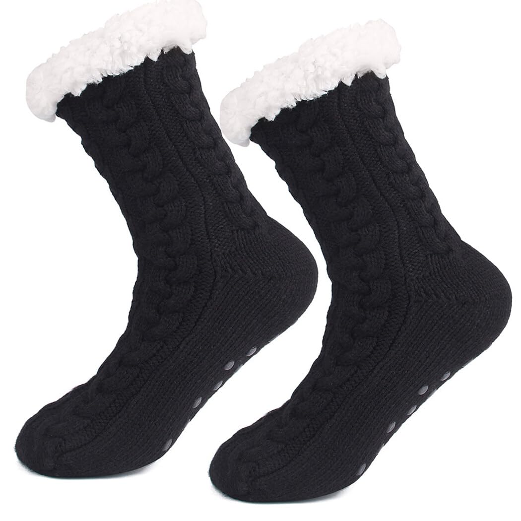 Calcetines térmicos elásticos y cálidos, clásicos: bonitos calcetines transpirables simples 6 pares antideslizantes de punto de invierno, multicolor, Talla única