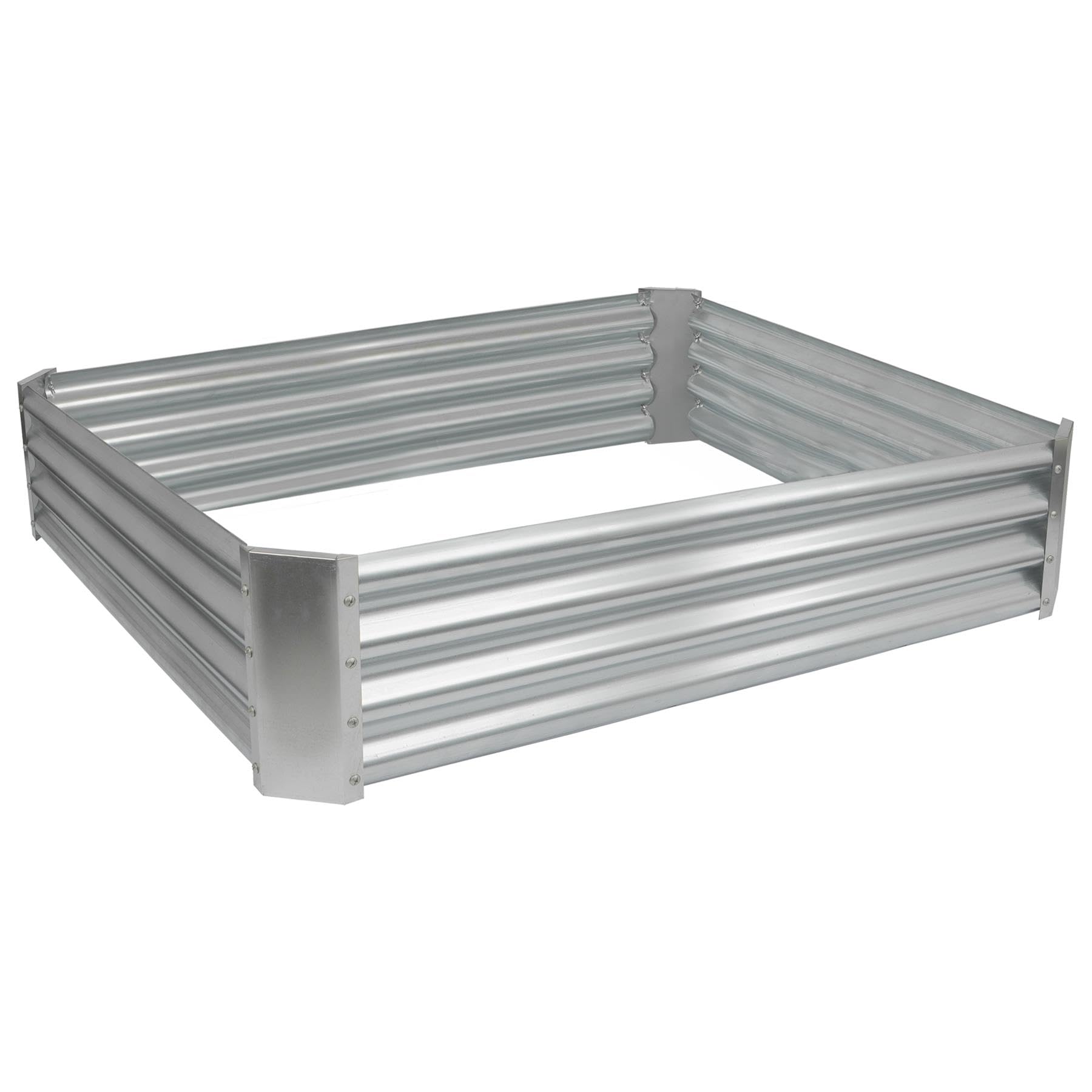 Harbour Housewares Silver Raised Garden Bed - 120 X 120Cm - Square - Bottomless Metal Raised Bed Galvanised Steel Planter Box For Growing Outdoor Plants, Vegetables, Flowers And Herbs