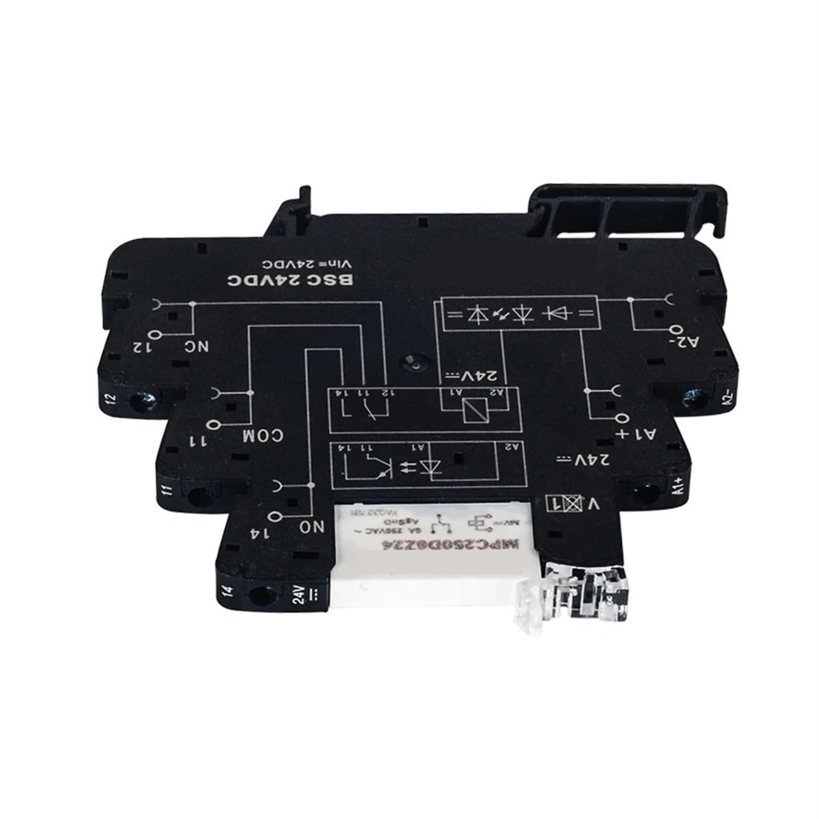 Mini indicador LED módulo de relé de Interfaz Delgada DIN 6A 250VAC relé de Bobina de Contacto electromagnético Voltaje de Control TRS 24VDC 1CO(12VDC)