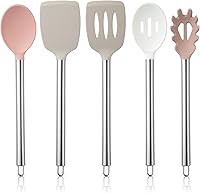 Vista 26 de COOK WITH COLOR - Juego de utensilios de cocina de silicona, 5 piezas, fáciles de limpiar, utensilios de cocina para batería de cocina antiadherente
