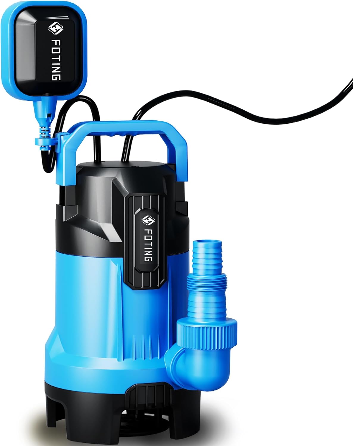 FOTING Schmutzwasser-Tauchpumpe 550 W, 24000 l/h, maximale Förderhöhe 8 m, Reinigen/Abwasser mit Schwimmerschalter, variabel einstellbarer Schwimmerschalter, Thermoschutz