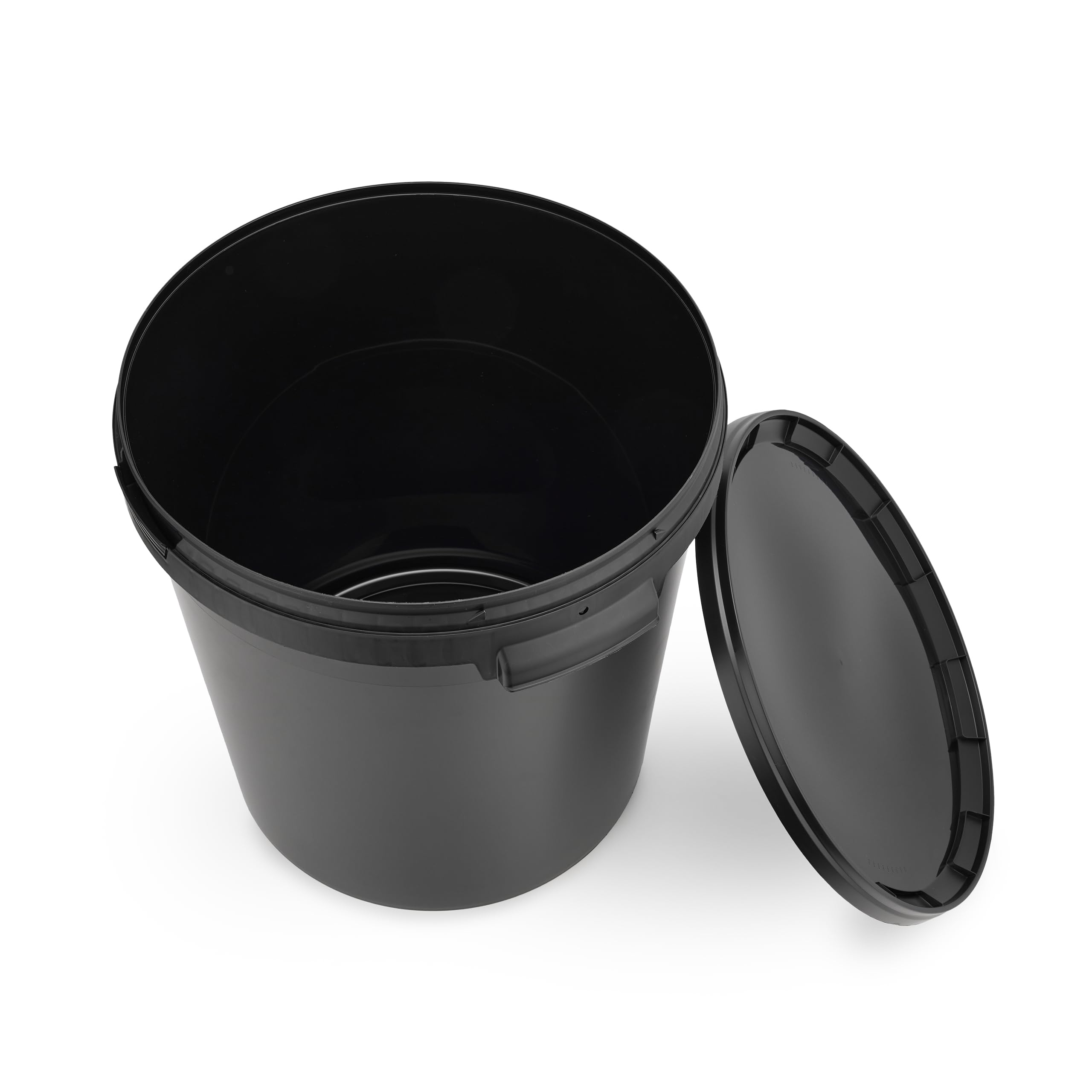 Garronda Cubos con Tapa 30L Pack de 20 para Alimentos GD-0117 Negro | Cubo resistente con tapa para almacenar productos alimenticios y químicos; práctico para hogar, industria, taller y almacén