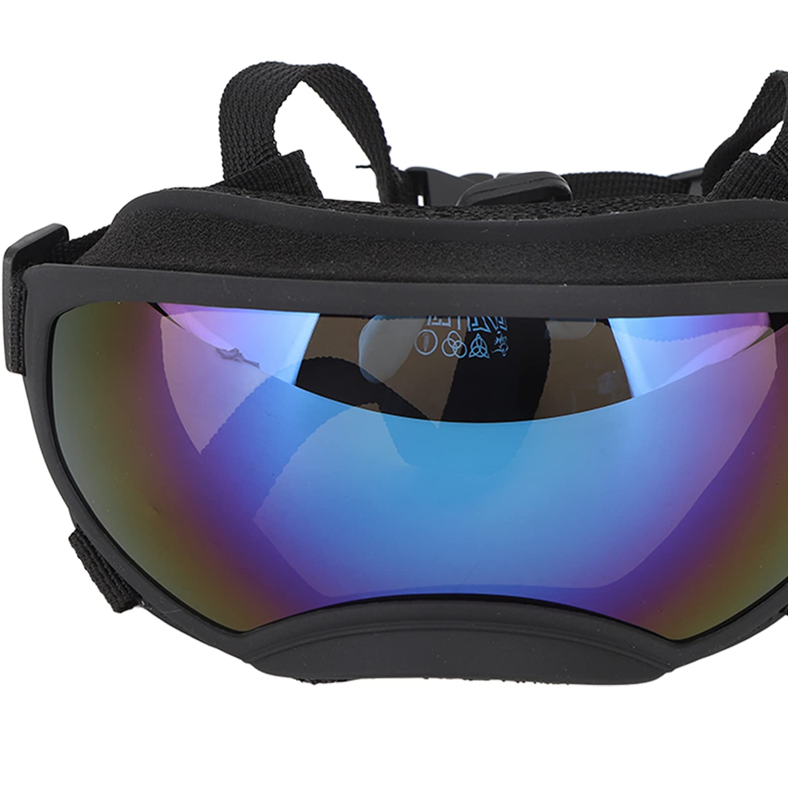 Occhiali per Cani, Occhiali da Sole per Cani di Grandi Dimensioni Design Elegante Design con Fibbia Resistente Protezione UV Lente per PC con Custodia e Borsa per Gli Sci (Lente Blu)
