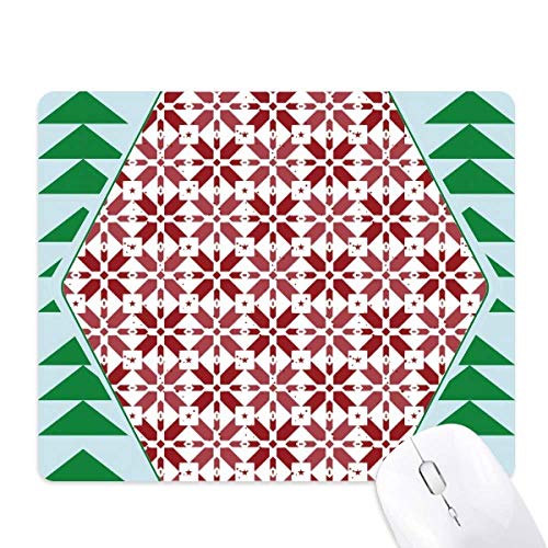 Tapis de souris de Noël blanc et rouge avec sapin vert en caoutchouc antidérapant