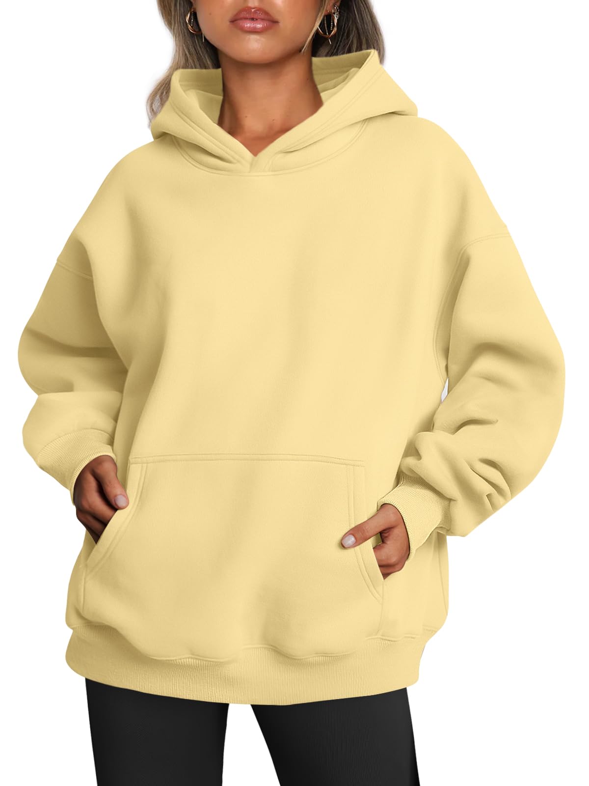 Trendy Queen Womens Oversized Hoodies Fleece Sweatshirts Fall Fashion 2025 Pullover Sweaters Winter Clothes, Lemonyellow, Large