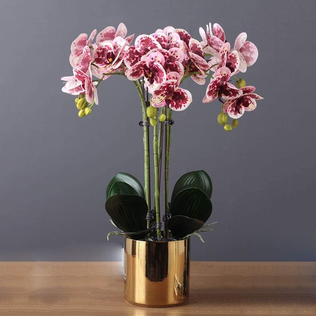 DFGHNBVC Artificial Orchid Orchids Artificial Silk Artificial Flower 55Cm Artificial Phalaenopsis Flowers With Vase Potted Faux Decor Artificial Flower Very Natural.Pink