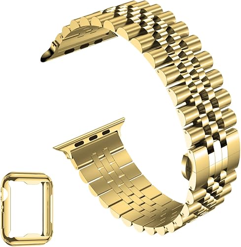 Miniatura 3 de baozai Correa de metal con funda compatible con Apple Watch de 3840411.654 in Series 344451.654 in Series 101.811 in, funda protectora de pantalla