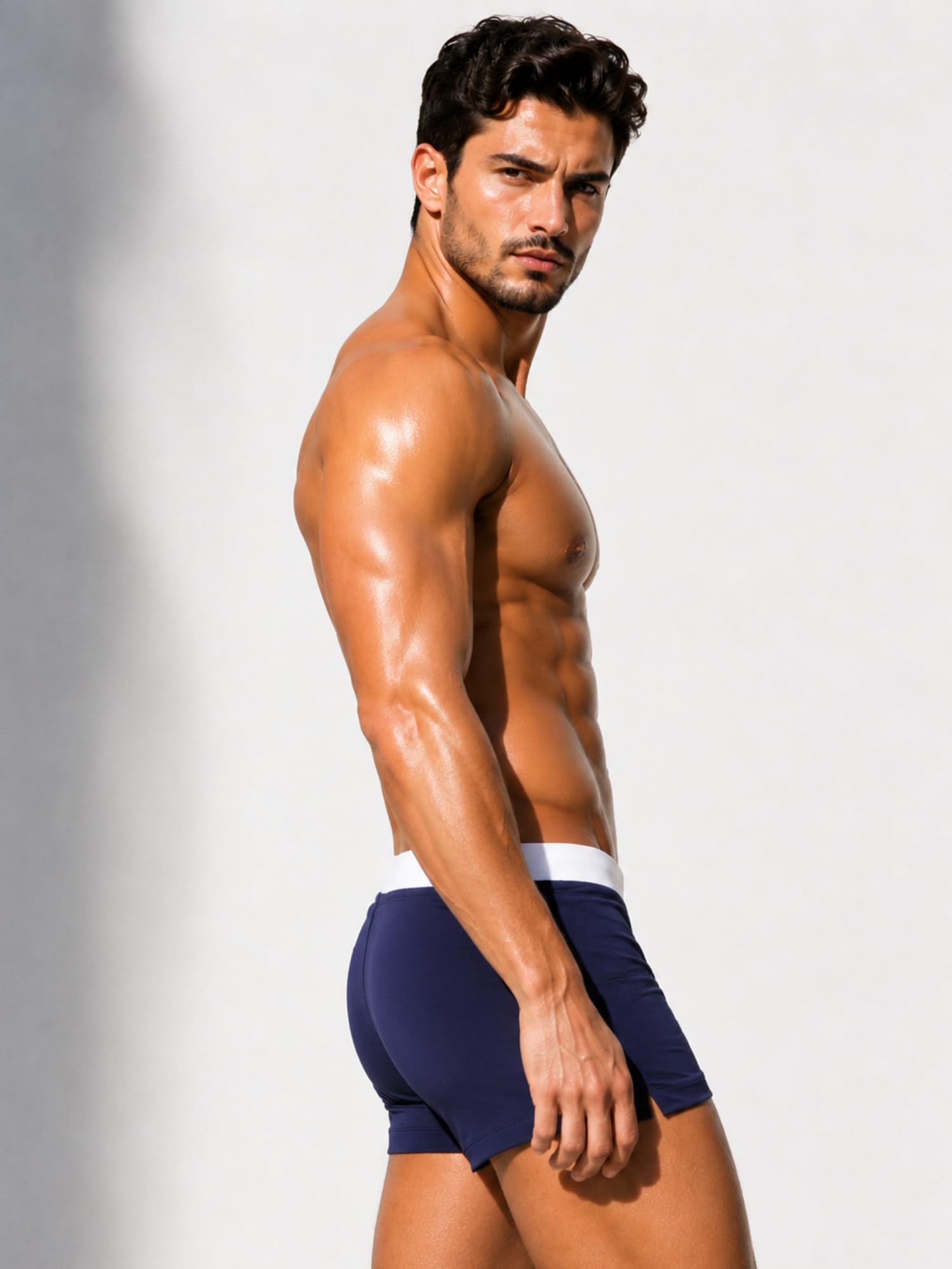 Herren Low Rise Sexy Badehose Badepants Badeslips Boxershorts Boxerbriefs Trunk Männer Strandshorts Badebekleidung