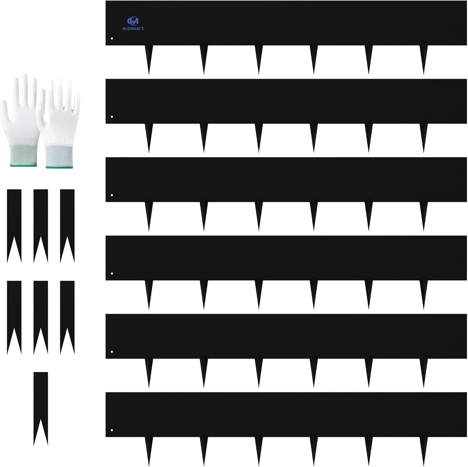 33ft. Metal Landscape Edging 4.5 inch (1.5" Above Ground, 3" Below Ground), 10 Pack Galvanized Steel Landscape Lawn Edging for Lawn Yard, Bendable Hammer-in Metal Lawn Edging with 11 Stakes and Gloves