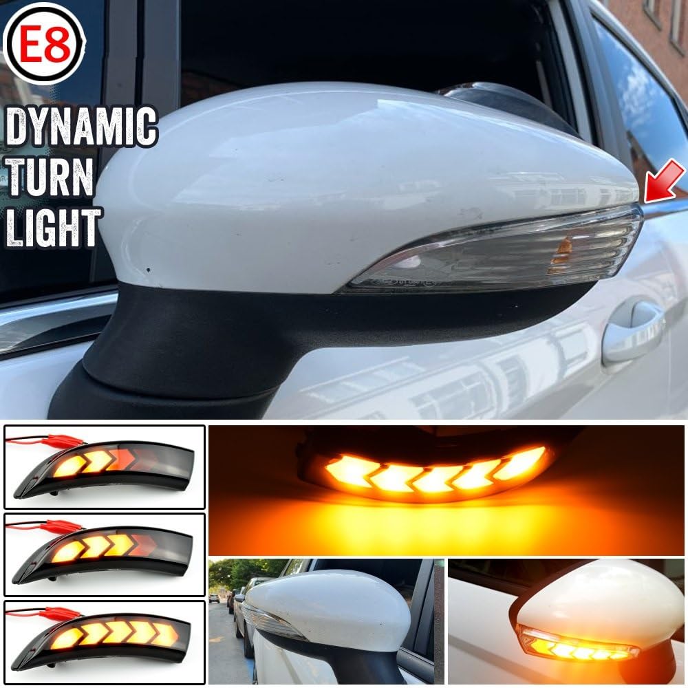 Kakulkomen 2 indicatori di direzione a LED dinamici per specchietto laterale per Ford Fiesta Mk7 2008-2017 B-MAX B232 (giallo
