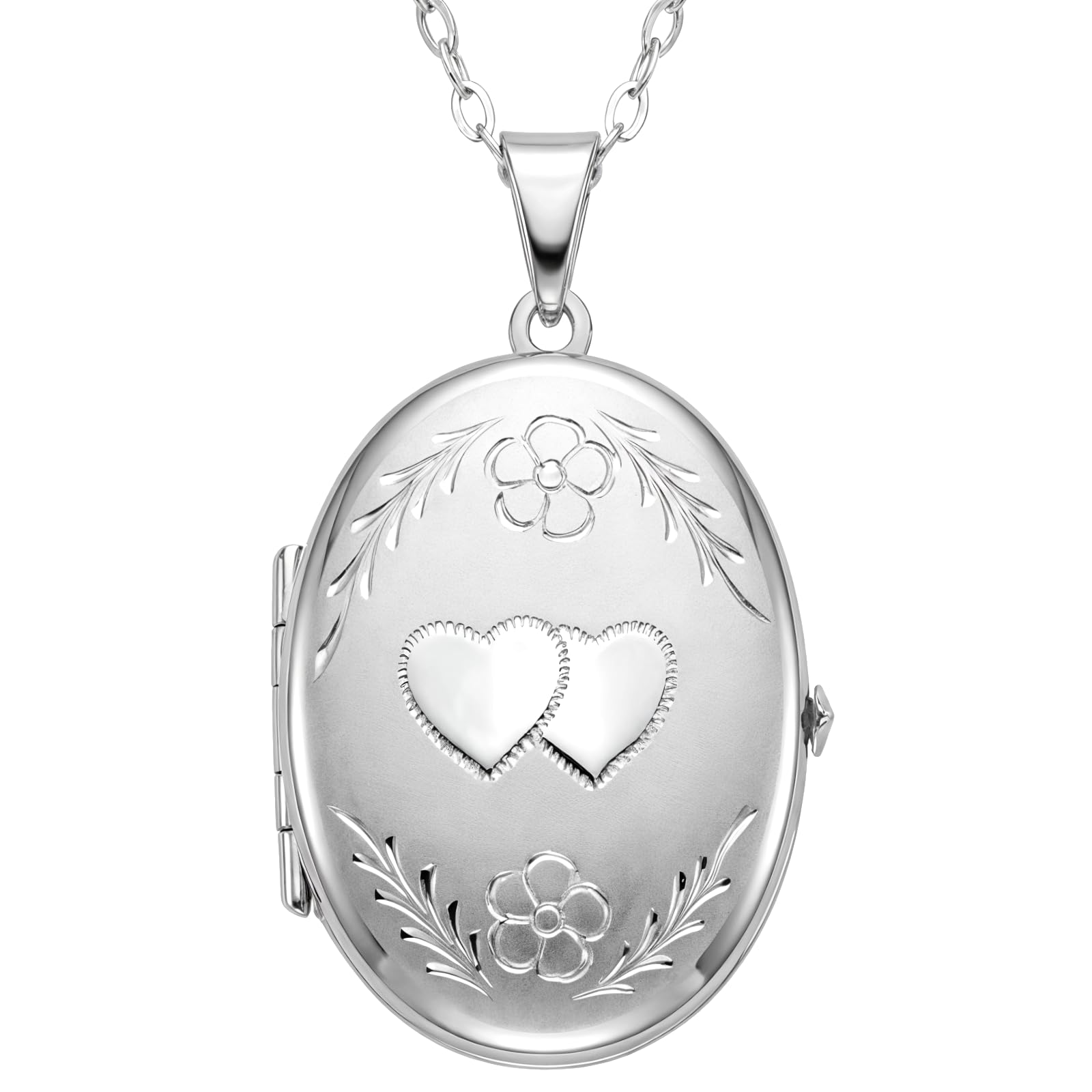 Alexander Castle Collier Médaillon Ovale en Argent Sterling 925 pour Femme Fille 4 photos - Médaillon Ovale 28 mm x 22 mm avec Chaîne en Argent de 45 cm et Coffret Cadeau Bijoux