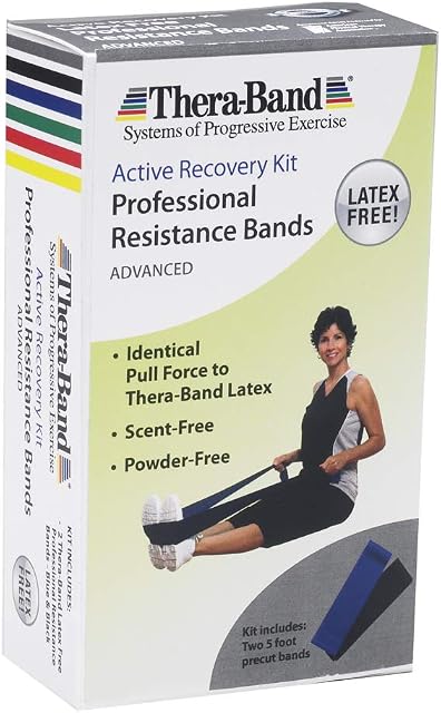 Thera-Band Resistance Bands Set, Professional Non-Latex Elastic Band For Upper & Lower Body Exercise, Strength Training, Therapy, Pilates, Rehab, Yellow & Red