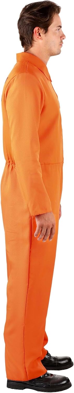 Classic Prisoner Costume for Adult Men with Jumpsuit and Fake Handcuffs