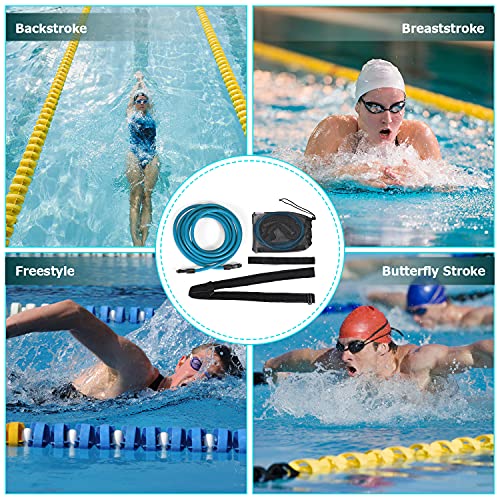 Swimming Belts-Fooing Swim Tether 3M Swimming Training Belt, Swim Resistance Tether, Harness Stationary Swim Training Equipment (Blue) #TOP4