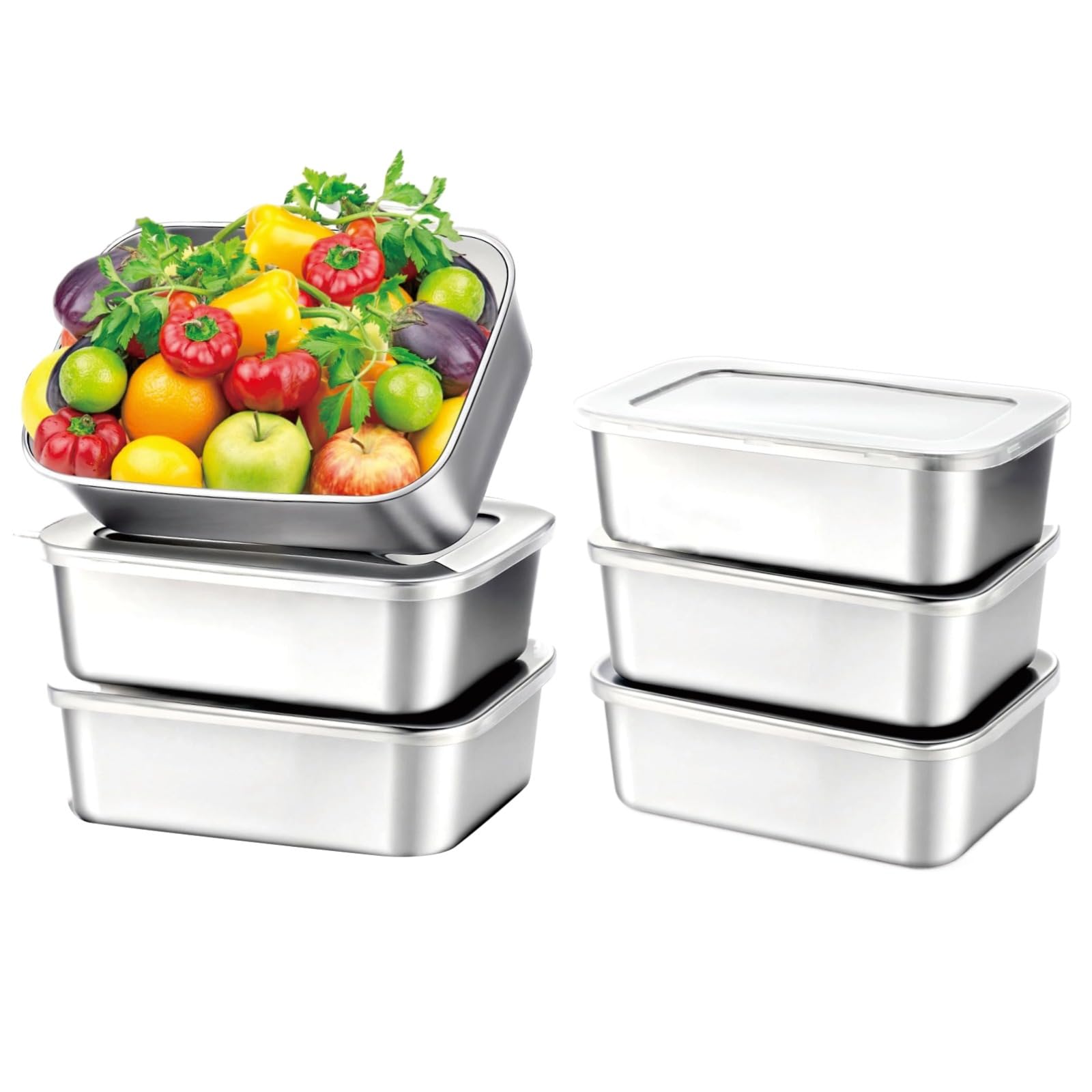 Edelstahl Behältern mit Deckel, 6 Stück Frischhaltedosen 650ML Edelstahl Frischhaltedosen, Gefrierdosen Vorratsdosen Aufbewahrungsbox Küche, für Picknick und Reisen, Wiederverwendbar und Stapelbar Küche, Haushalt & Wohnen