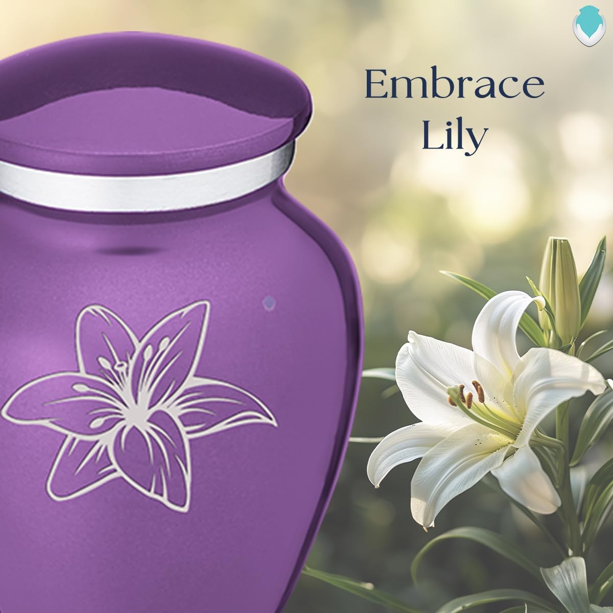 GetUrns Keepsake Embrace Lily Cremation Urn (Purple)