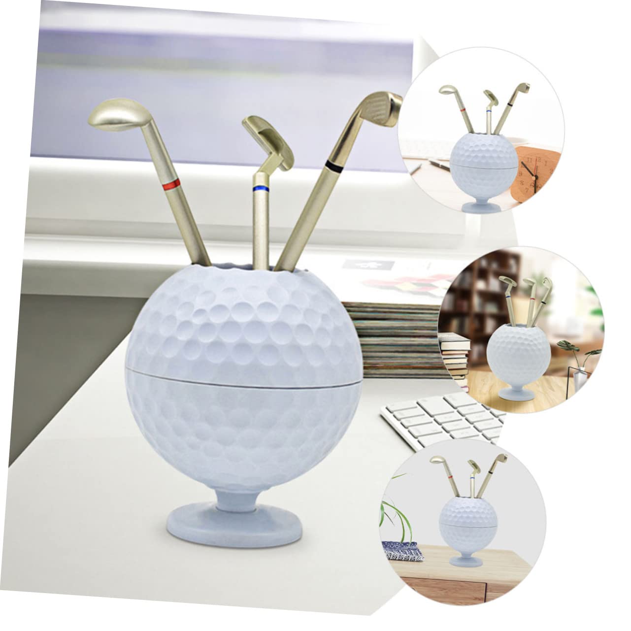 HOMSFOU 3 Set Portapenne Golf Decorazione Scrivania per Penne con Design Golf e per Appassionati