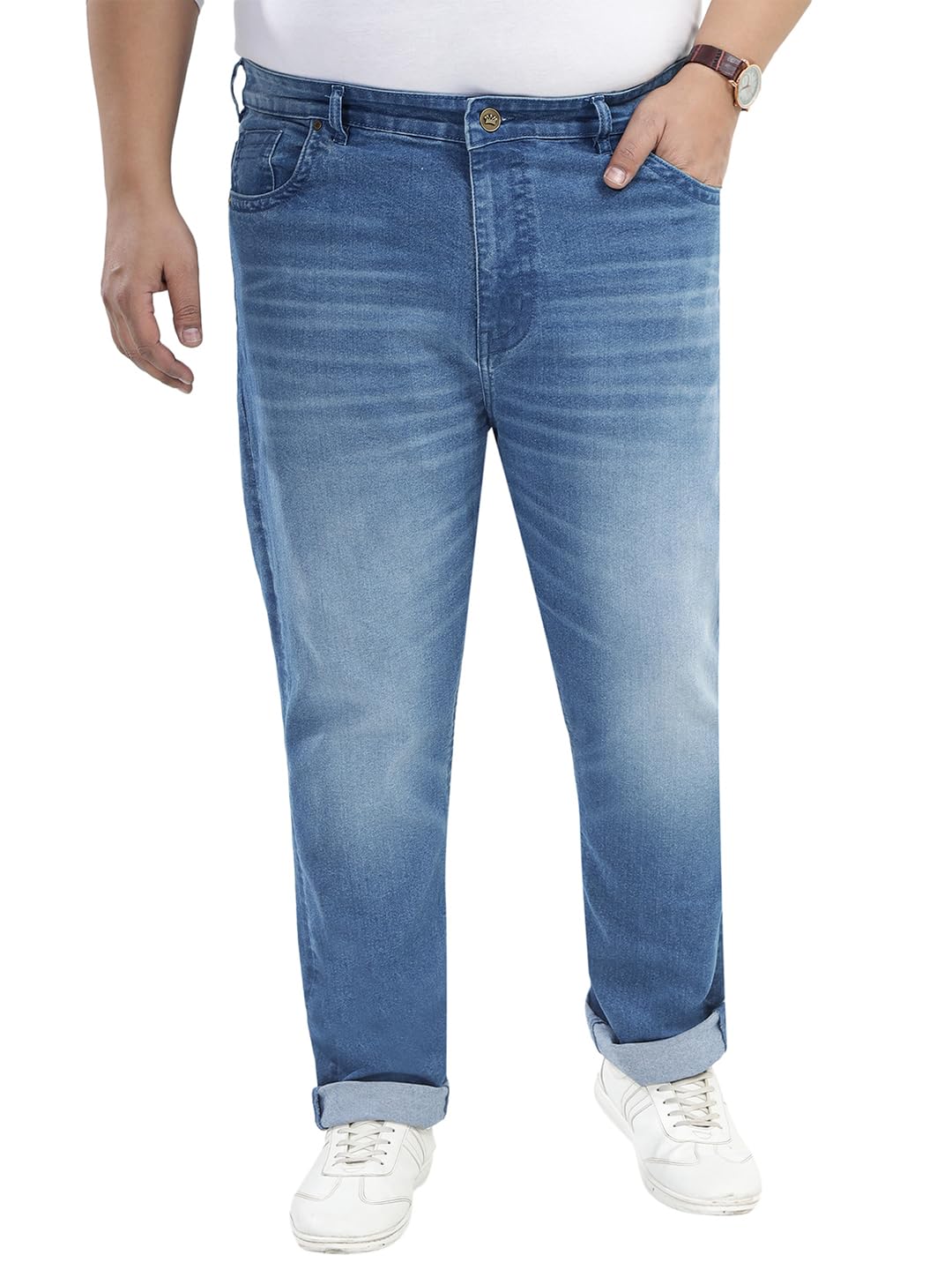 john pride Plus Size Men Mid-Rise Light Fade Stretchable Regular Fit Blue Jeans (EJPJ25177_Blue)-picture-24