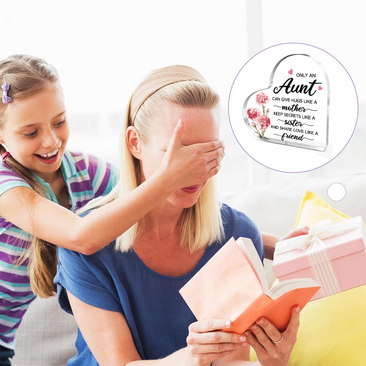 Aunt Gifts from Niece,Thank You Gifts for Aunts Mother's Day Birthday Christmas,Unique Auntie Gift Ideas,Only An Aunt Acrylic Heart Plaque - Image 4