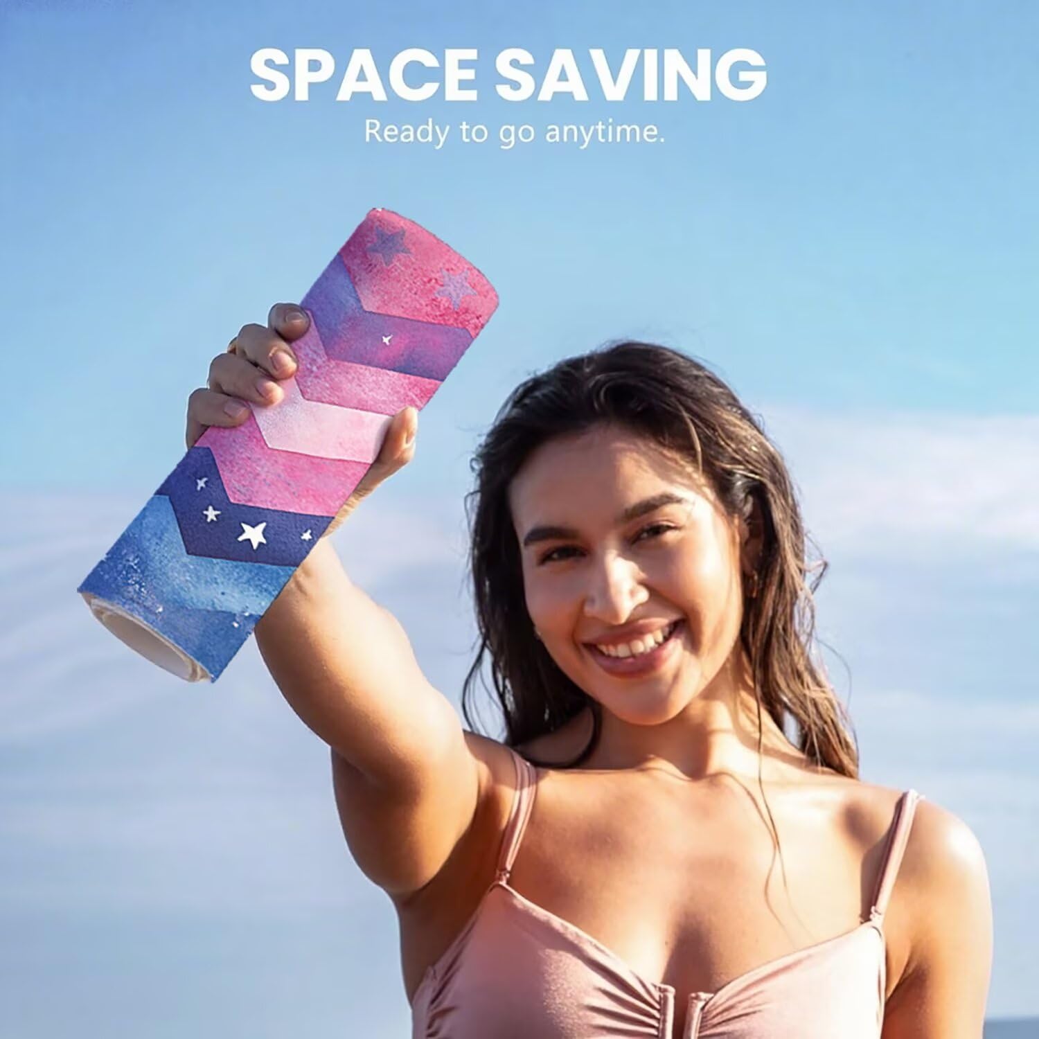 Toalla Playa Microfibra 150x200 Onda Diseño Super Absorbente Sin Arena Toalla Playa, con Cuerda Elástica, Ligero, Hombre, Mujer Ideal Toallas de Baño, Aplicable Gimnasio,Viajes, Natación, Rosa p-365