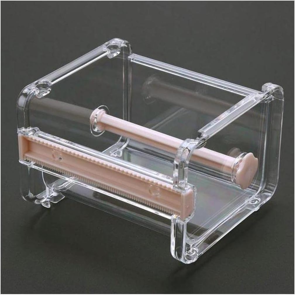 Dispenser per nastro adesivo, Distributore di nastro adesivo portatile da tavolo - Organizzatore di nastro adesivo magico con taglierina for un facile utilizzo(Beige)