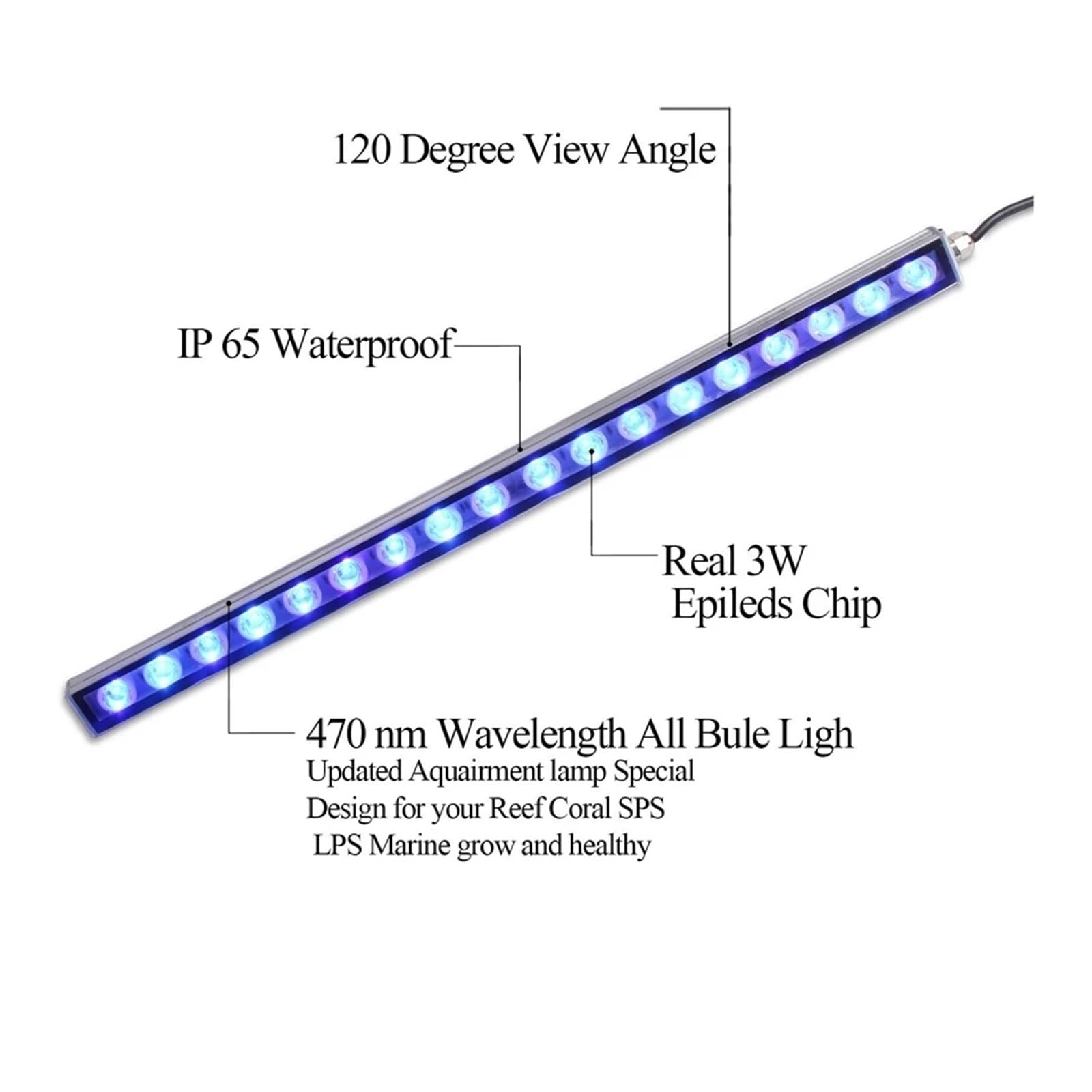 oświetlenie akwarium 54W oświetlenie led do akwarium Reef Light 55cm długość światła koralowego zaprojektowany stosunek kolorów do akwarium z rafą koralową do akwarium roślinnego(Wit)
