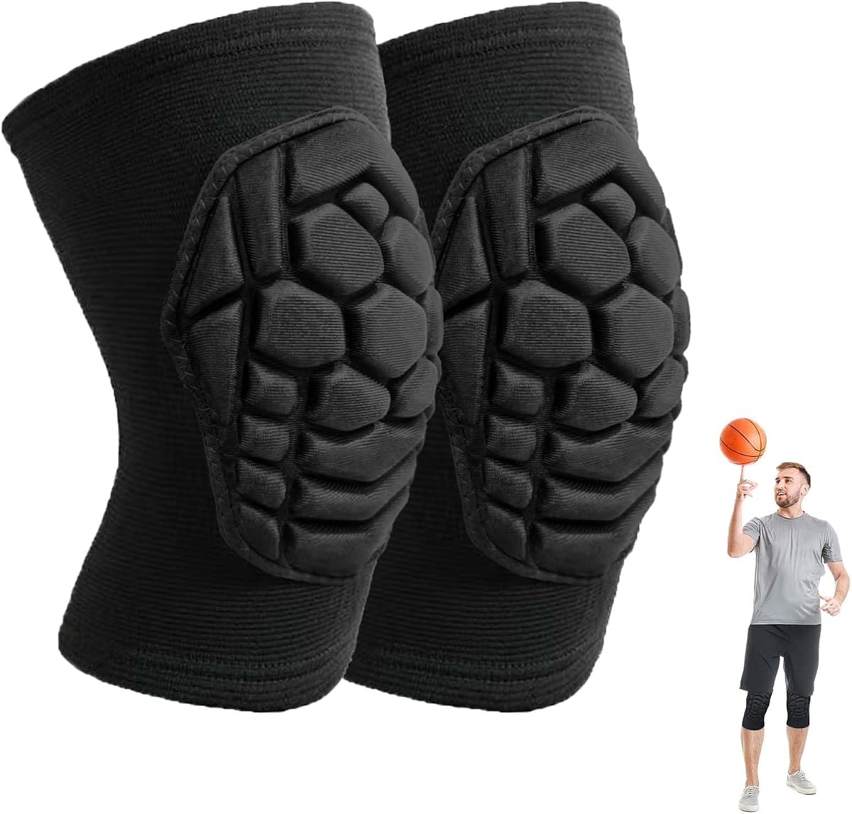 Wrestling Knee Pads for Men Women, Flexible Lightweight Foam Pad, Black M | Padded Kneepads for Volleyball, Soccer, Dance, Yoga, Mountain Bike, Workout, Gardening, For Sports & Work, Soft & Low Profile
