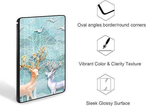 Miniatura 3 de SERIMINO Arte de pared enmarcado para sala de estar, bosque brumoso de alce nórdico, decoración de pared azul abstracto de animales paisajes,