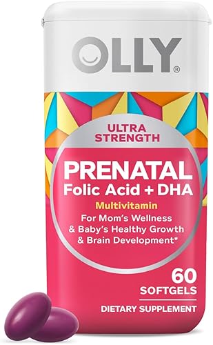 OLLY - Cápsulas blandas multivitamínicos prenatales ultra resistencia, apoya el crecimiento saludable, desarrollo cerebral, hierro, ácido fólico,