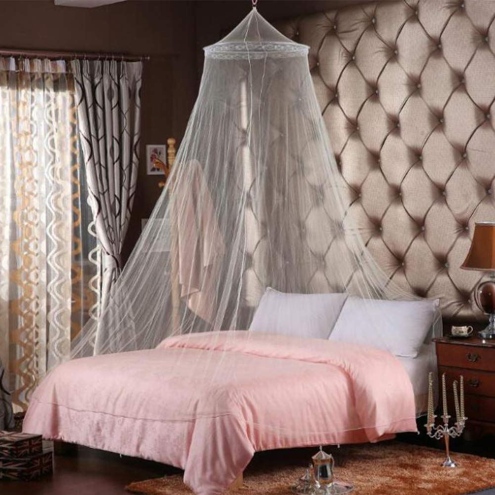 Round Dome Net Bed Canop, Mesh Lace Easy Installation Bedding Netting Bedroom Canopy Bedroom Decorative for Children Girls Room