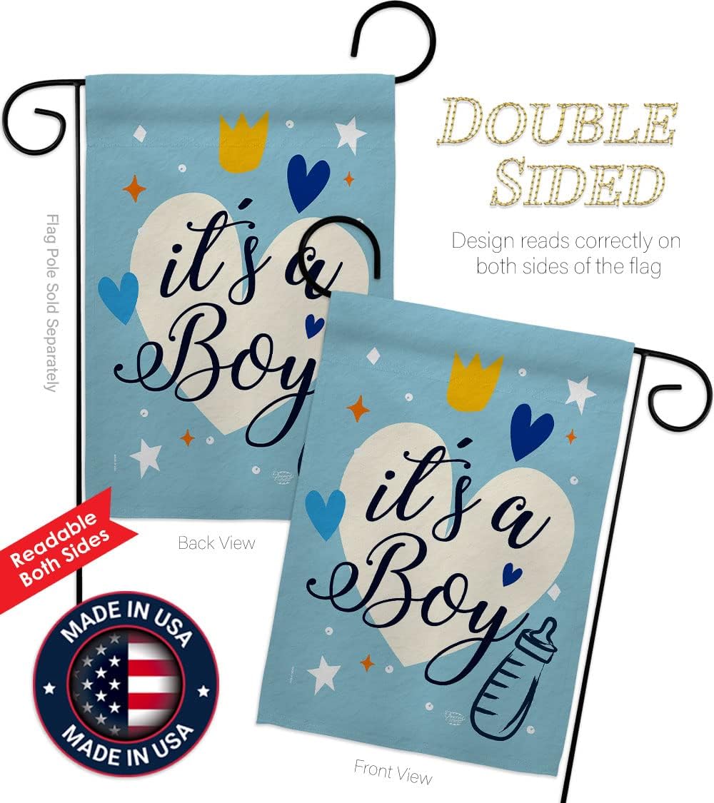 It's a Boy Garden Flag - Celebration New Born Baby Shower Girl Occasion Anniversary Party - House Decoration Banner Small Yard Gift Double-Sided Made in USA 13 X 18.5