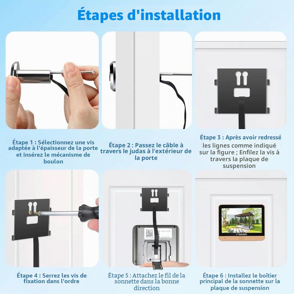 PDG1 Judas de Porte Camera Surveillance avec microSD de 32 Go,PIR Detection de Mouvement,3.0 MP Judas Numerique 4. 3" Écran Batterie 5000mAh, avec Microphone Pas d'interphone,Angle 140°