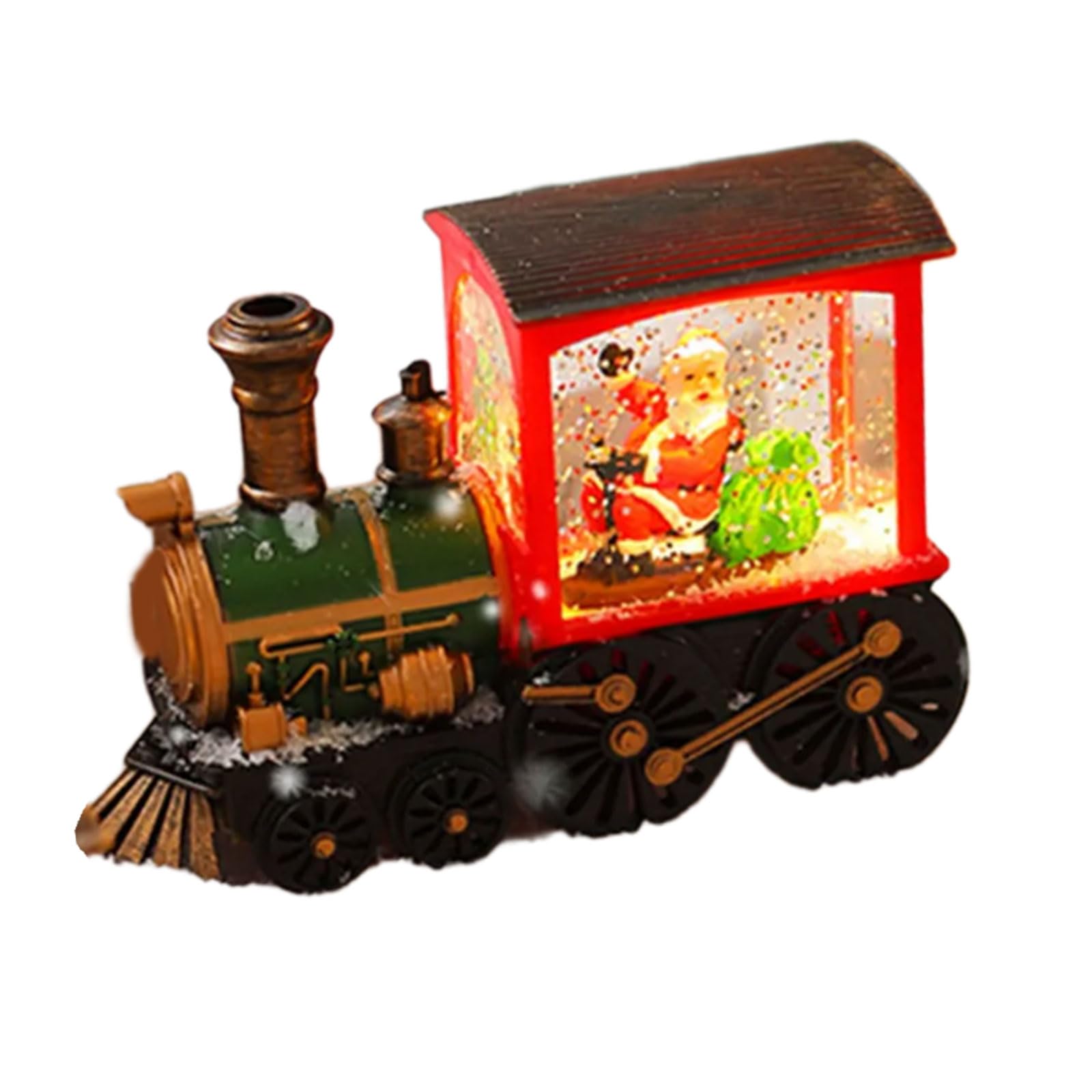 Jazuaiao Hand Painted Santa Train Figurine Stylish Santa Snowman Riding Train Figurine for Pleased Christmas Decors Holiday Party Decoration