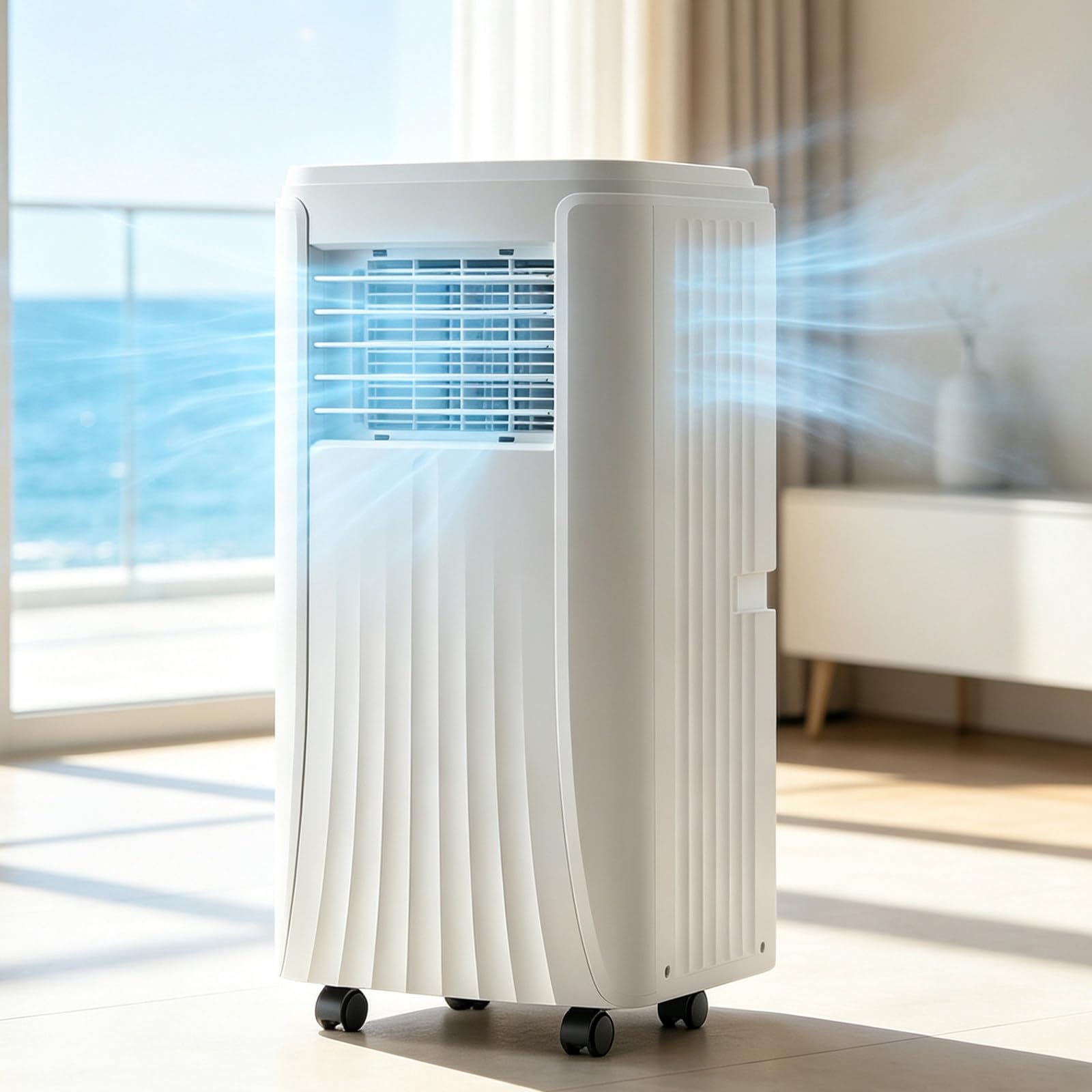 TozMvi Quiet Portable Air Conditioner for Bedroom, 2 Speed Fan & Adjustable Airflow,12000 BTU Self Evaporating Mobile AC Unit with Digital Display & Remote Control 9000BTU