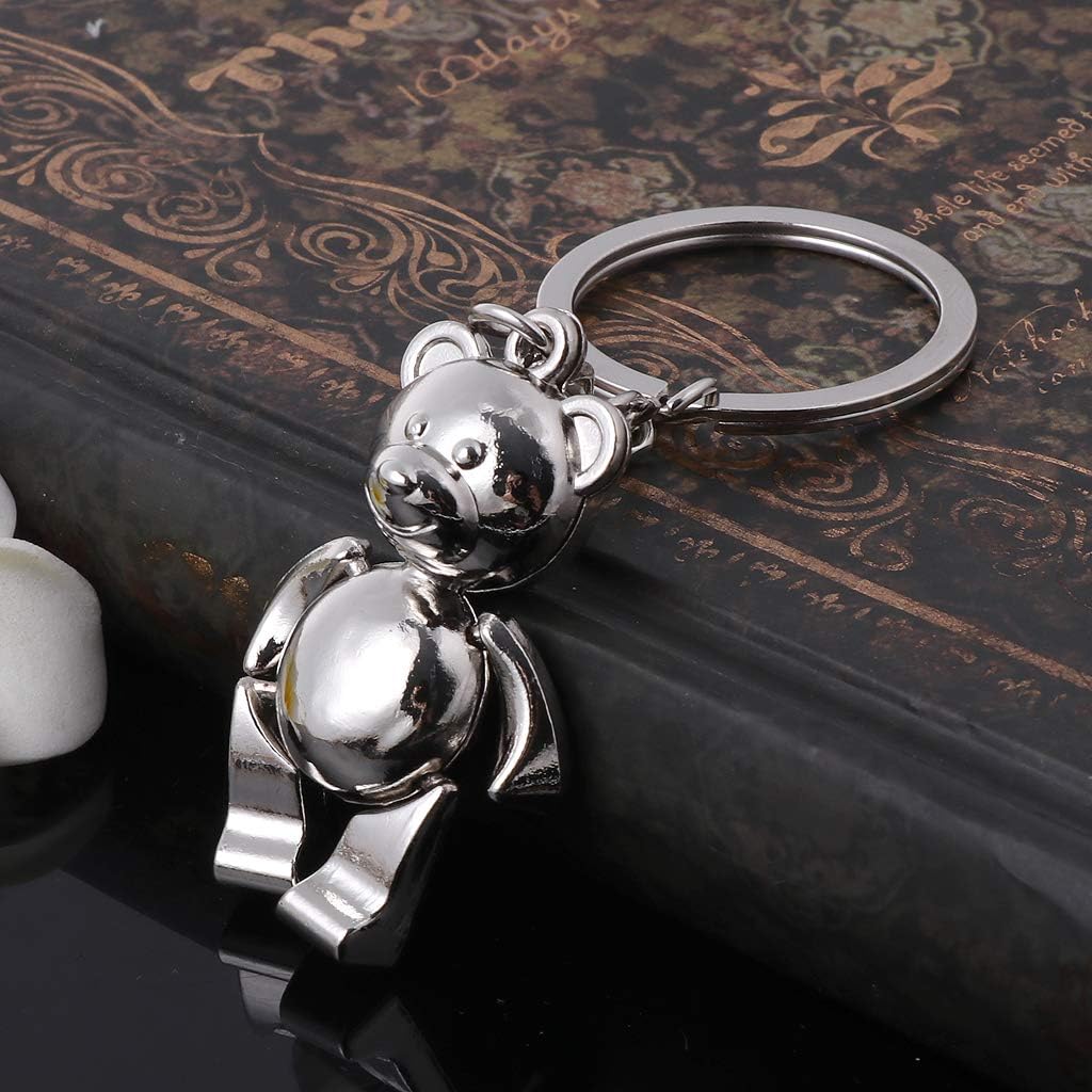 Metal Movable Bear Keychain Nice Car for Key Ring Fashion 3D Animal Keyring Lucky Charm Hanging Pendant Gift for Men & W Alloy
