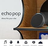 Amazon Echo Pop (newest model), Our smallest Alexa speaker, Fits in any room, Charcoal Charcoal Device only