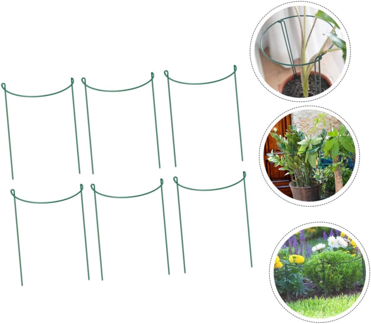 Toyvian 6Pcs Half Round Plant Support Stands Iron Flower Support Frames for Plants for Garden Decoration and Traction Support